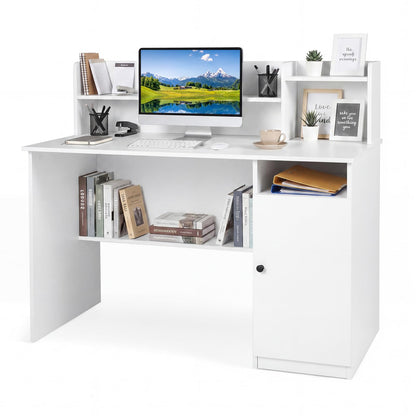 120CM Computer Desk, Wooden PC Laptop Table Writing Workstation with Monitor Stand
