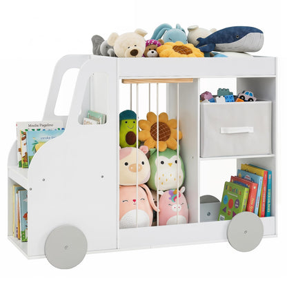 Toy Storage Organizer with Open Shelves & Fabric Drawer for Playroom Nursery