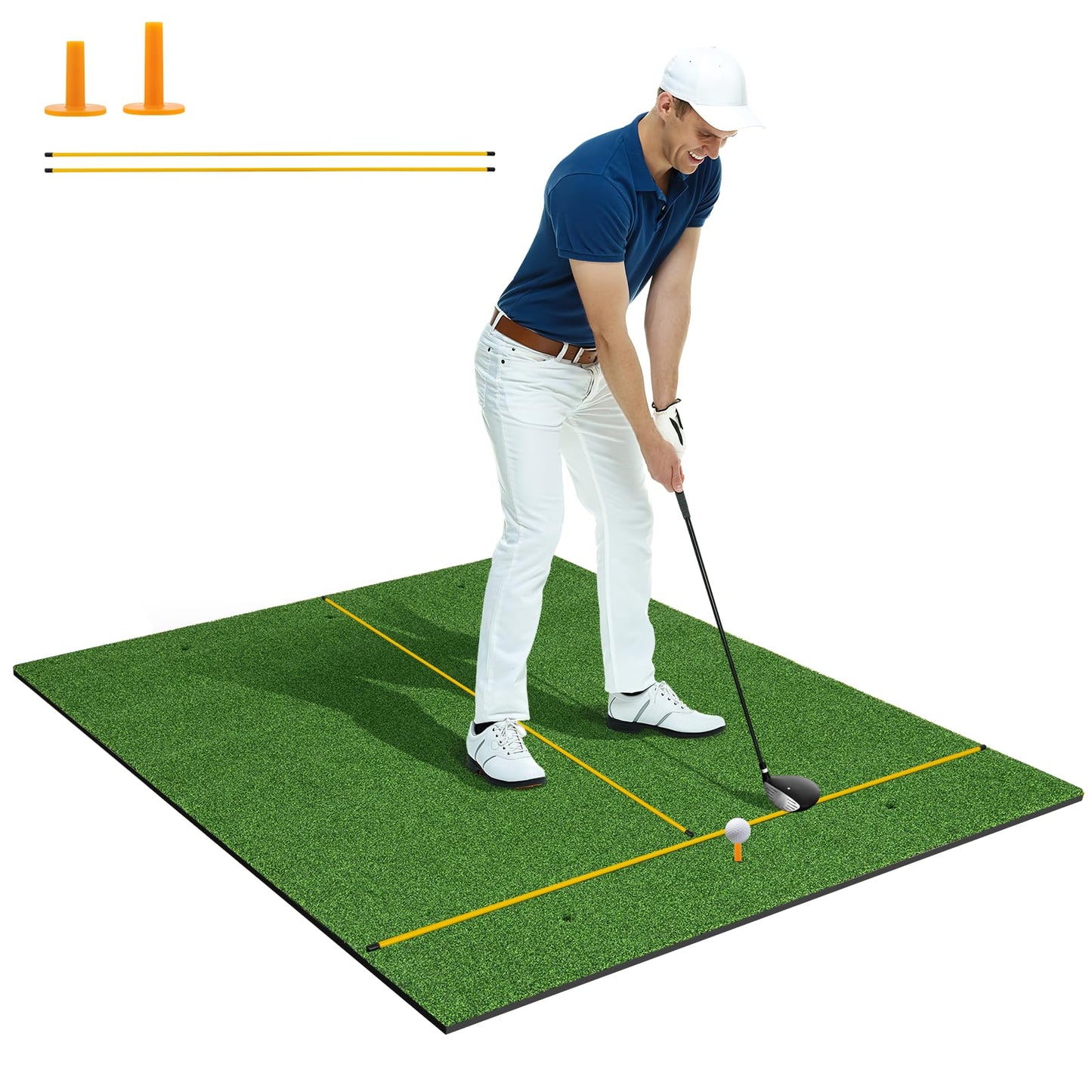 Premium Golf Practice Hitting Mat 3-In-1 with Synthetic Grass Turf