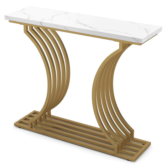 Faux Marble Slim Entryway Table Sofa Side Table