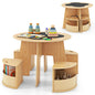 Kids Table and Chair Set, Wooden Flower Shaped Nesting Activity Desk