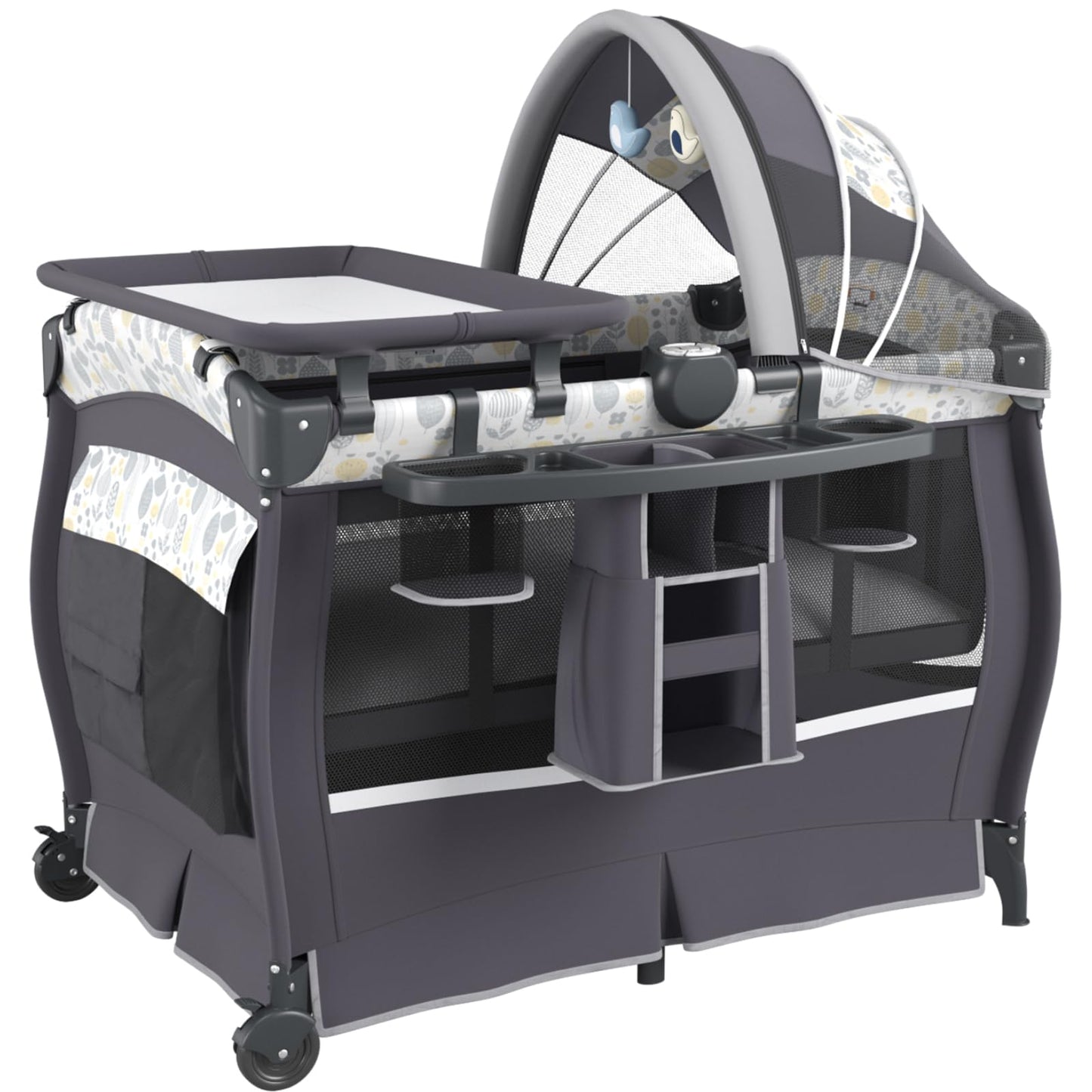 5 in 1 Portable Pack and Play with Bassinet and Mattress