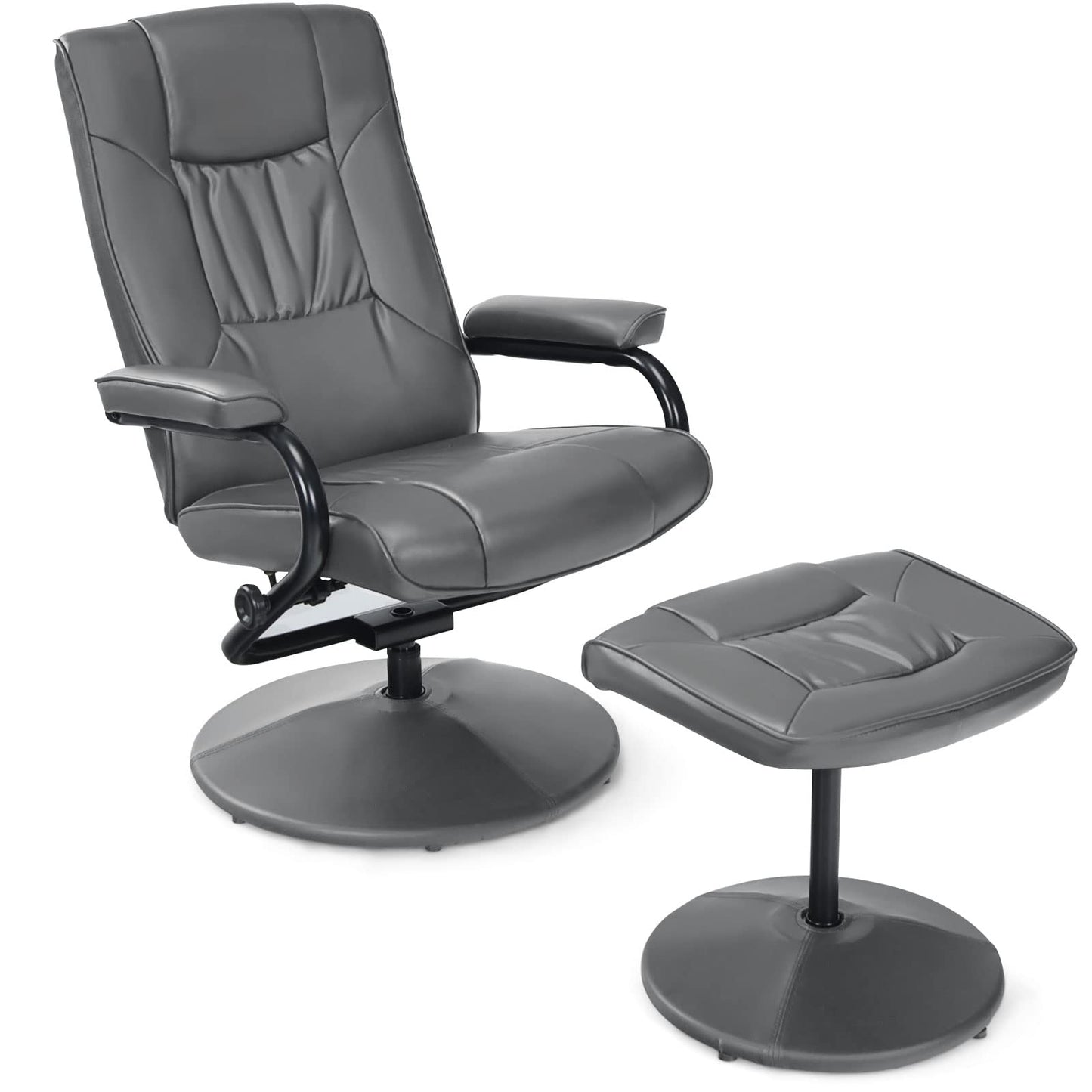 Swivel Recliner Chair with Footstool and Adjustable Backrest