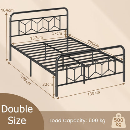 Giantex 3FT/4FT6/5FT Metal Platform Bed Base with High Headboard