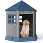 Outdoor Dog House with 2 Windows and Skylight for Small Medium Dogs