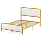 Upholstered Full Size Bed Frame, Double Metal Platform Bed with Velvet Headboard