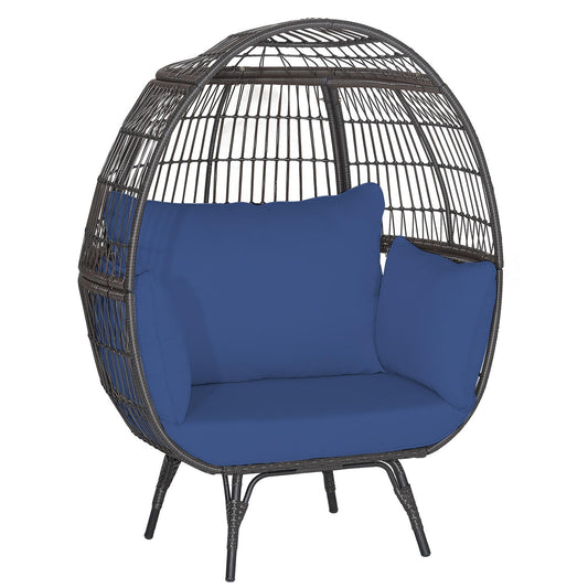Oversized Patio Wicker Egg Lounge Chair with 4 Soft Cushions