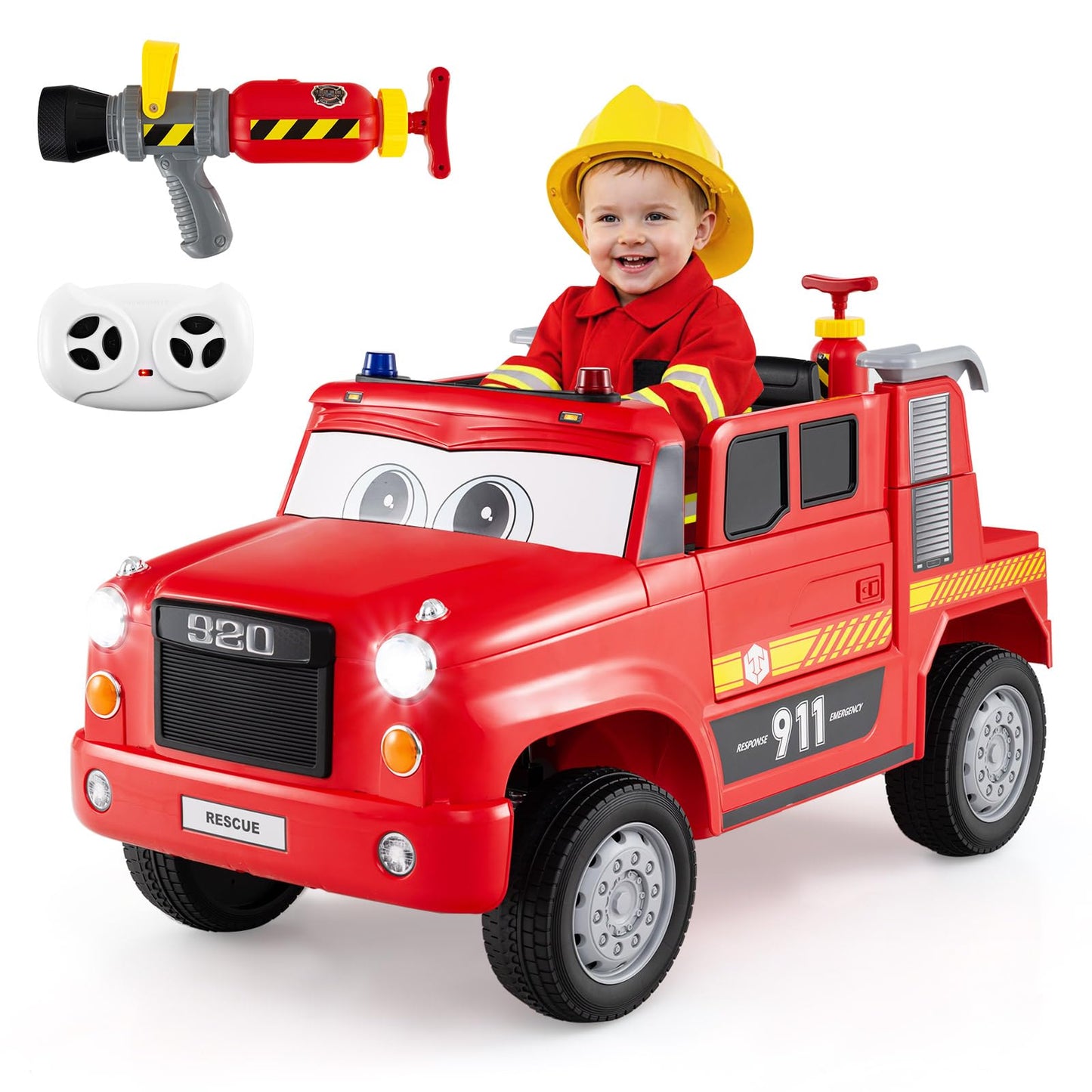 12V Ride on Fire Truck, Kids Electric Car with Remote Control