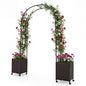 Garden Arch with Planter Box, 2M Metal Pergola Arbor Trellis with Self-Watering System