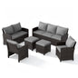 9 Seater Rattan Garden Furniture Set, Patio Conversation Set with 3-Seat Sofa, Loveseat, 2 Chairs, 2 Footstools & Cushions