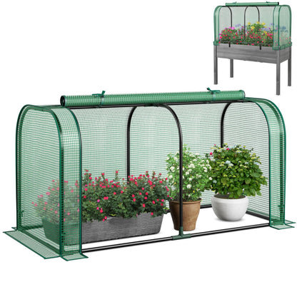 Portable Garden Patio Greenhouse with Roll-up Zipper Door and Waterproof Sun-Protective PE Cover