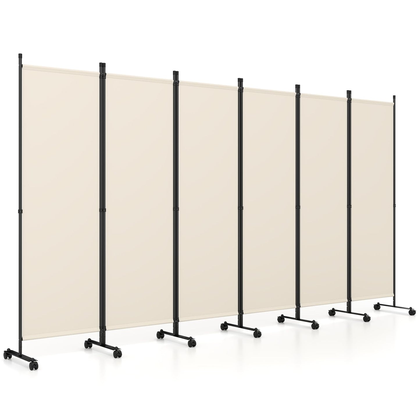 4/6-Panel Folding Room Divider with Wheels