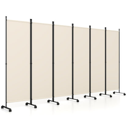 4/6-Panel Folding Room Divider with Wheels
