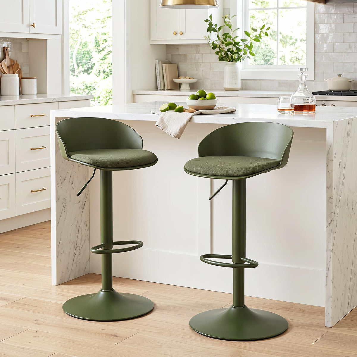 Swivel Bar Stools with Linen Seat