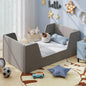 Kids Bed Frame, Soft Velvet Fabric Upholstered Children Floor Bed