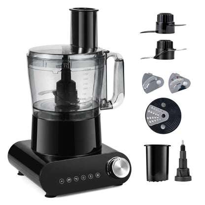 12 Cup Food Processor 600W with 3 Discs & 2 Blades for Slicing Shredding Dough