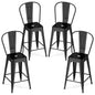 62 cm Metal Bar Stools Set of 4 with Backrests and Footrests