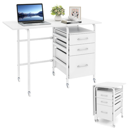 2-In-1 Folding Desk with 3 Drawers