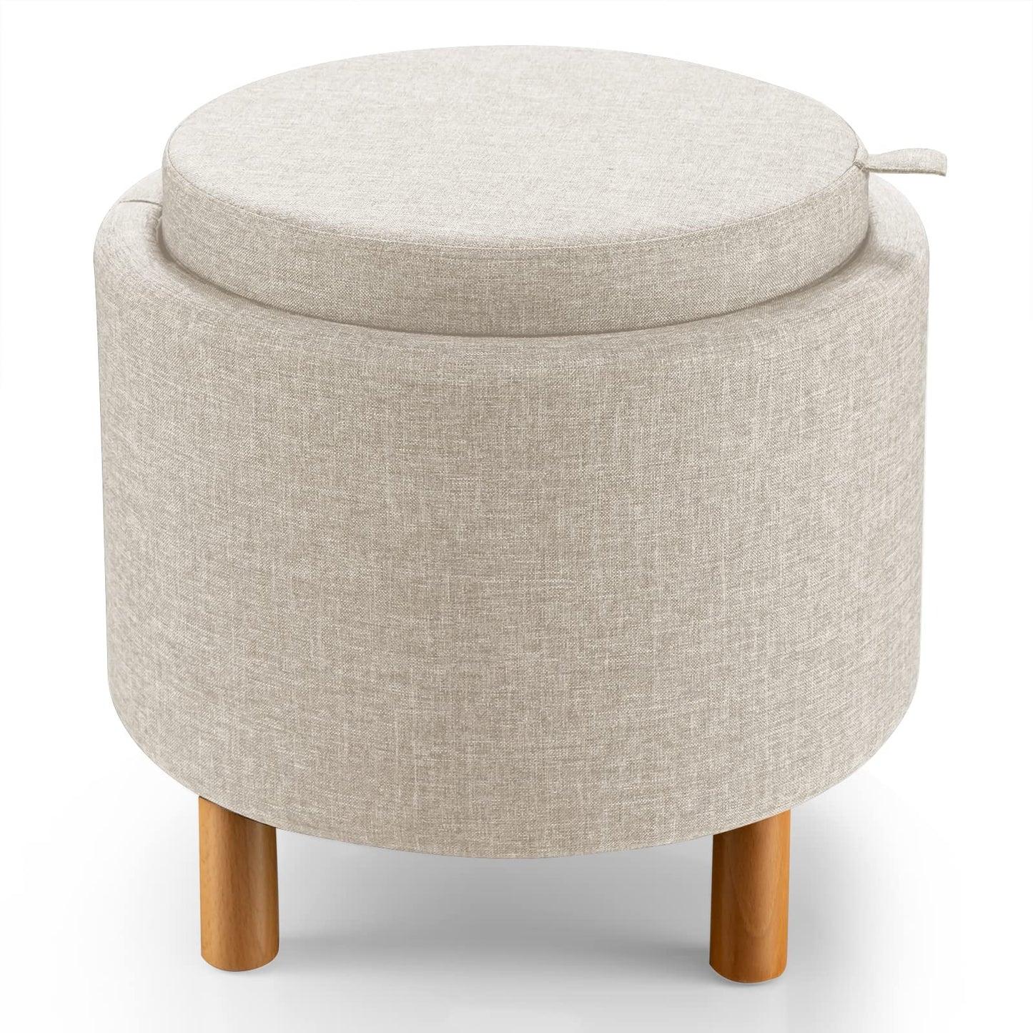 Modern Round Padded Storage Ottoman with Hidden Storage Space