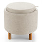 Modern Round Padded Storage Ottoman with Hidden Storage Space