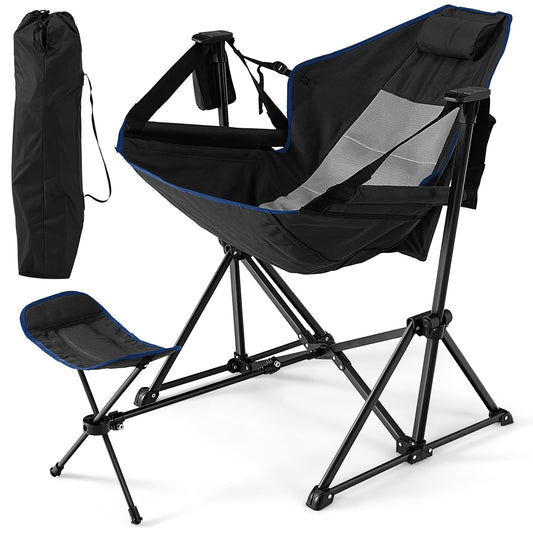 Folding Hammock Camping Chair with Retractable Footrest
