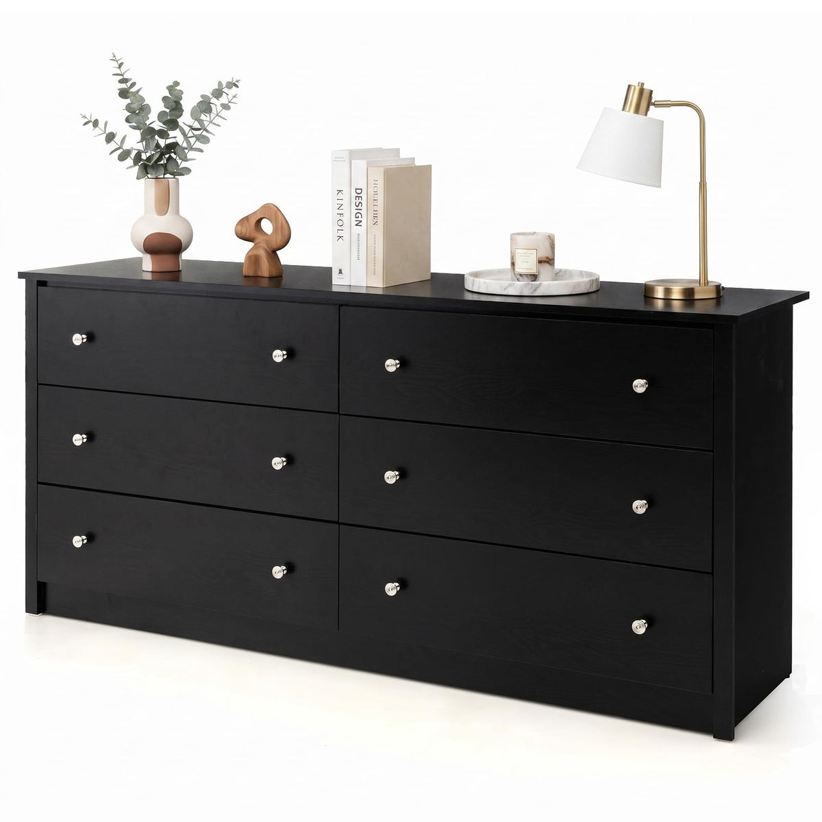 Freestanding Storage Cabinet with 6 Drawers and Anti-Toppling Device for Living Room