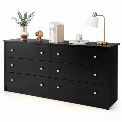 Freestanding Storage Cabinet with 6 Drawers and Anti-Toppling Device for Living Room