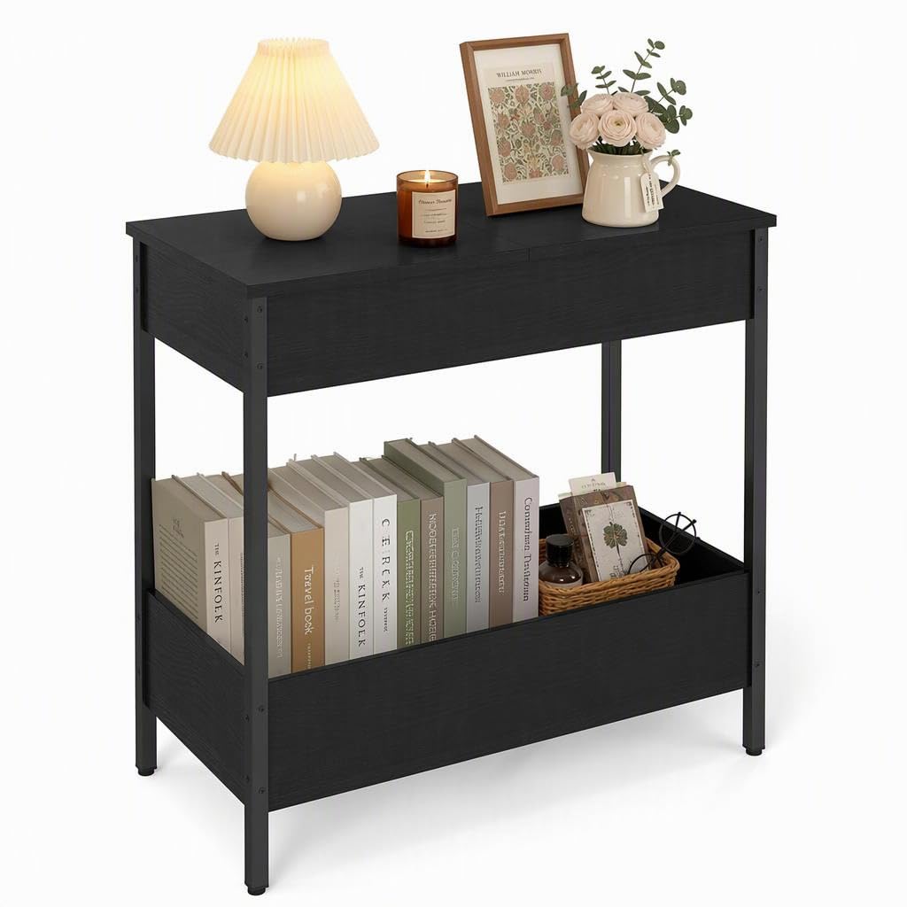 Slim Side Table with Magazine/Book Rack