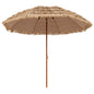 Folding Tilting Thatch Tiki Sun Umbrella with 8 Ribs