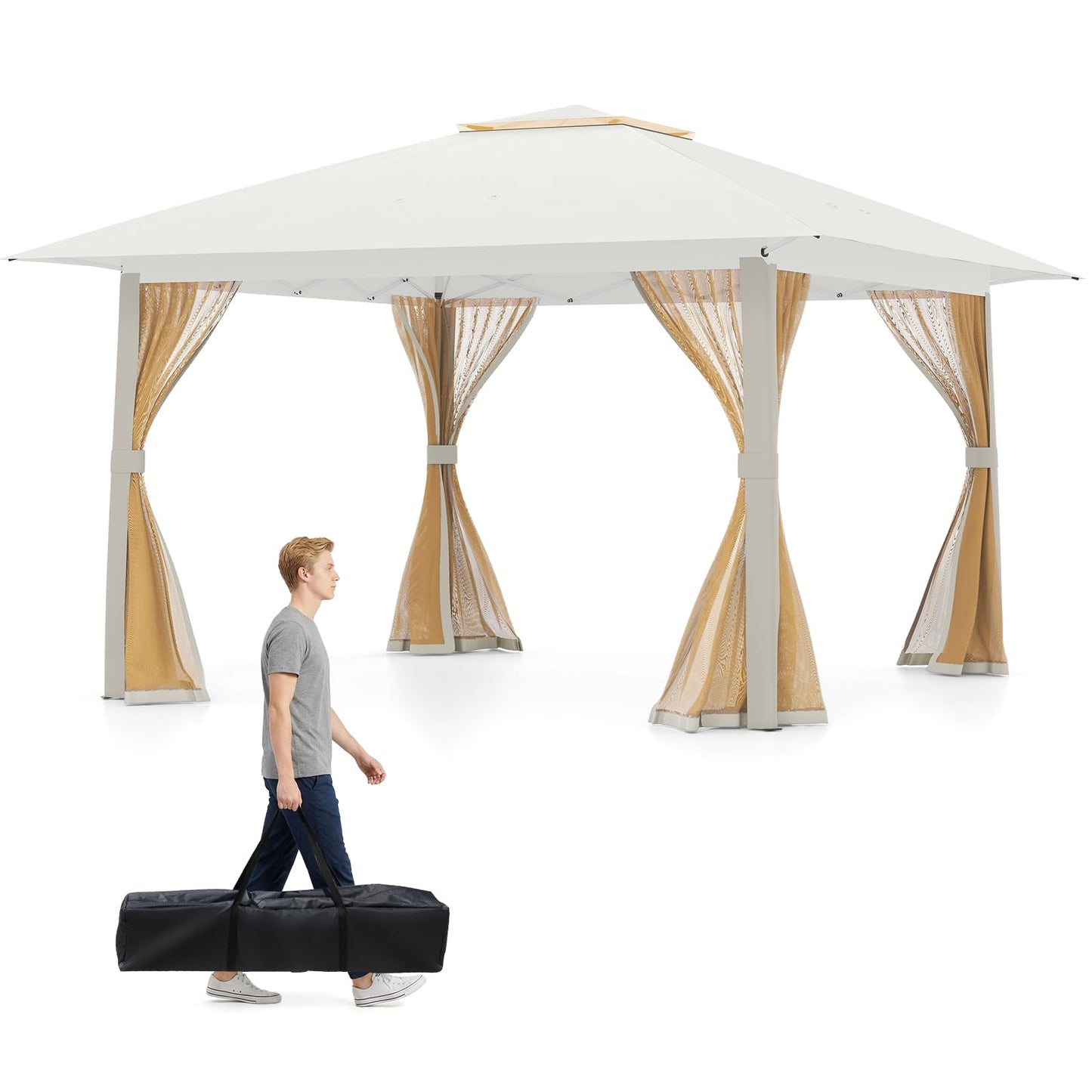 Pop up Gazebo, UPF50+ Sun-Protective Height Adjustable Pavilion Canopy Tent