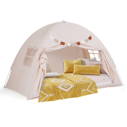Foldable and Portable Canopy Tent on Twin Bunk Bed with 2 Windows