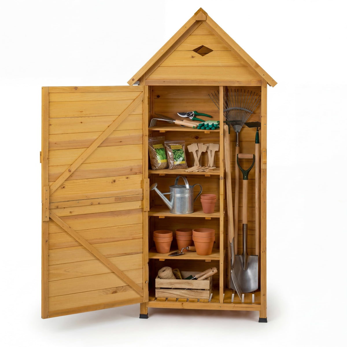GiantexUK Wooden Garden Shed, Tool Storage Cabinet with 5 Shelves