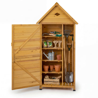 GiantexUK Wooden Garden Shed, Tool Storage Cabinet with 5 Shelves