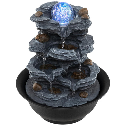 Indoor Water Fountain, Tabletop Indoor Water Feature with Rolling Crystal Ball