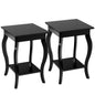Accent End Table with Elegant Curved Legs and 2-Tier Open Storage Shelves