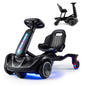 Ride on Drift Car for Kids 2-In-1 Go Kart with Adjustable Seat Sound LED Lights