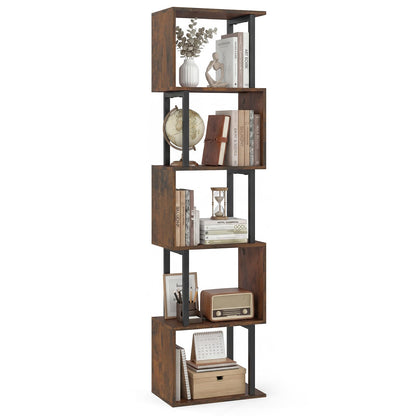 5-Tier Modern Bookshelf with Metal Frame for Home Office