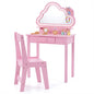 Kids Vanity Table and Chair Set, Children Dressing Table