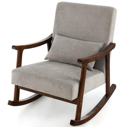 Nursery Rocking Accent Chair Rocker Armchair with Rubber Wood Armrests