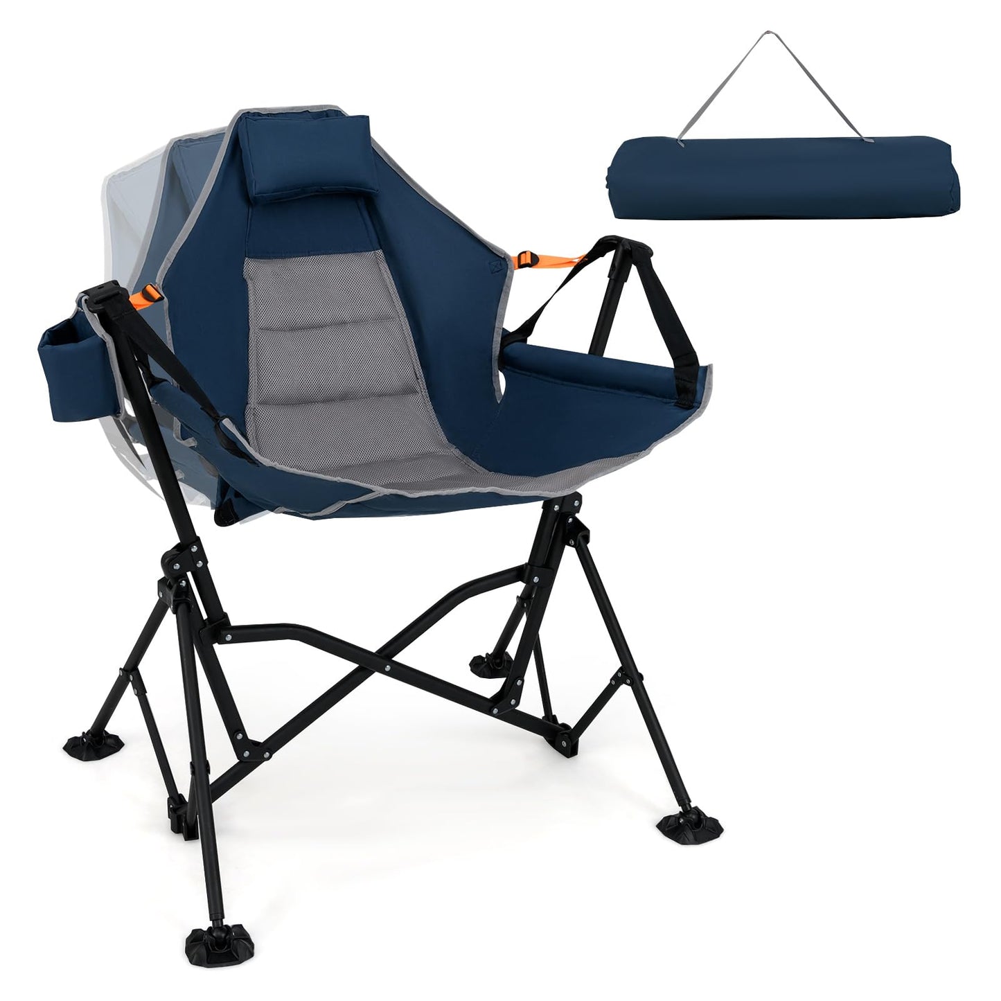 Folding Hammock Camping Chair with Adjustable Back Head Pillow
