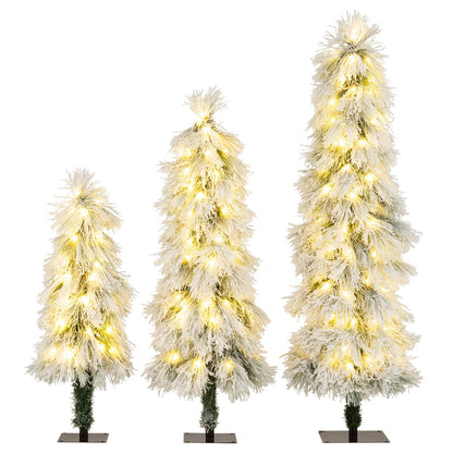 3’ 4’ 5’ Artificial Christmas Tree Set with Branch Tips and LED Lights