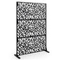 Decorative Garden Privacy Screen with Stand, 183x121cm Freestanding Metal Outdoor Divider