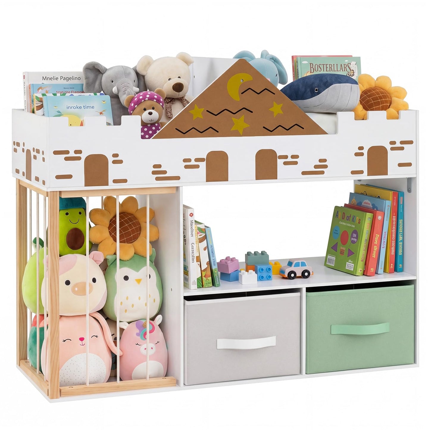 Toy Storage Organizer with Stuffed Animal Storage and Open Shelves