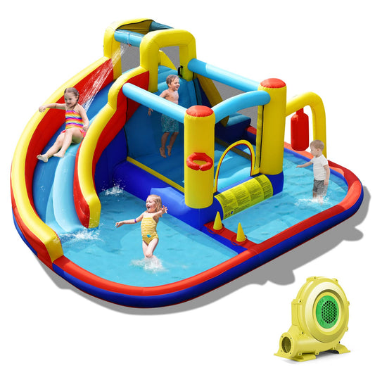 Large Water Bounce House with Air Blower Blow up Inflatables Park for Kids