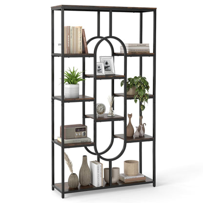 10-Tier Bookshelf, Industrial Etagere Bookcase with Open Storage Shelves