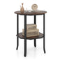 Round Side 2-Tier End Table with Storage Shelf