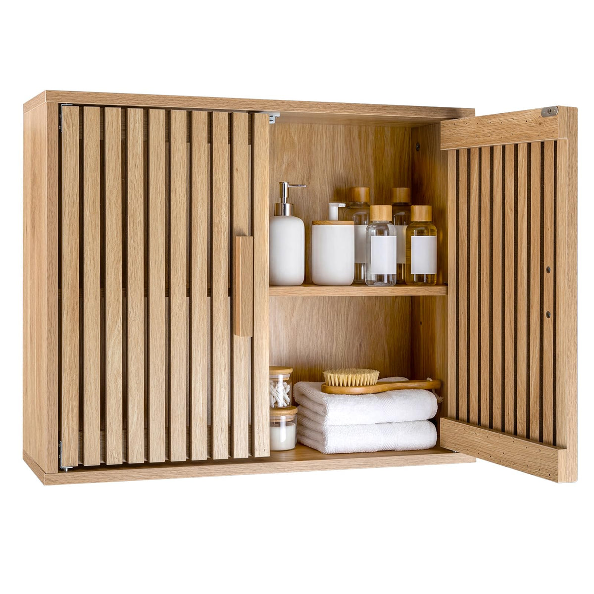 Bathroom Wall Cabinet, Wooden Over the Toilet Storage Organizer
