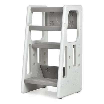 Height Adjustable Toddlers Kitchen Helper Stand with Double Safety Rails