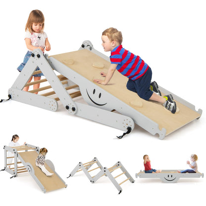 10 in 1 Toddler Climbing Frame Indoor Kids Climber Ladder with Reversible Ramp