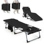 Folding Sun Lounger, 5-Position Adjustable Garden Sunbed with Face Hole